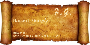 Haspel Gergő névjegykártya